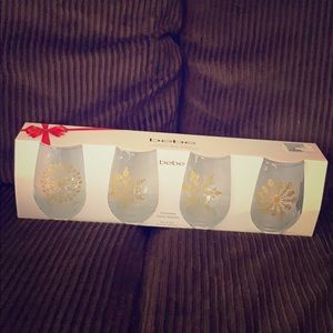 NEW Bebe Holiday Stemless Wine Glasses